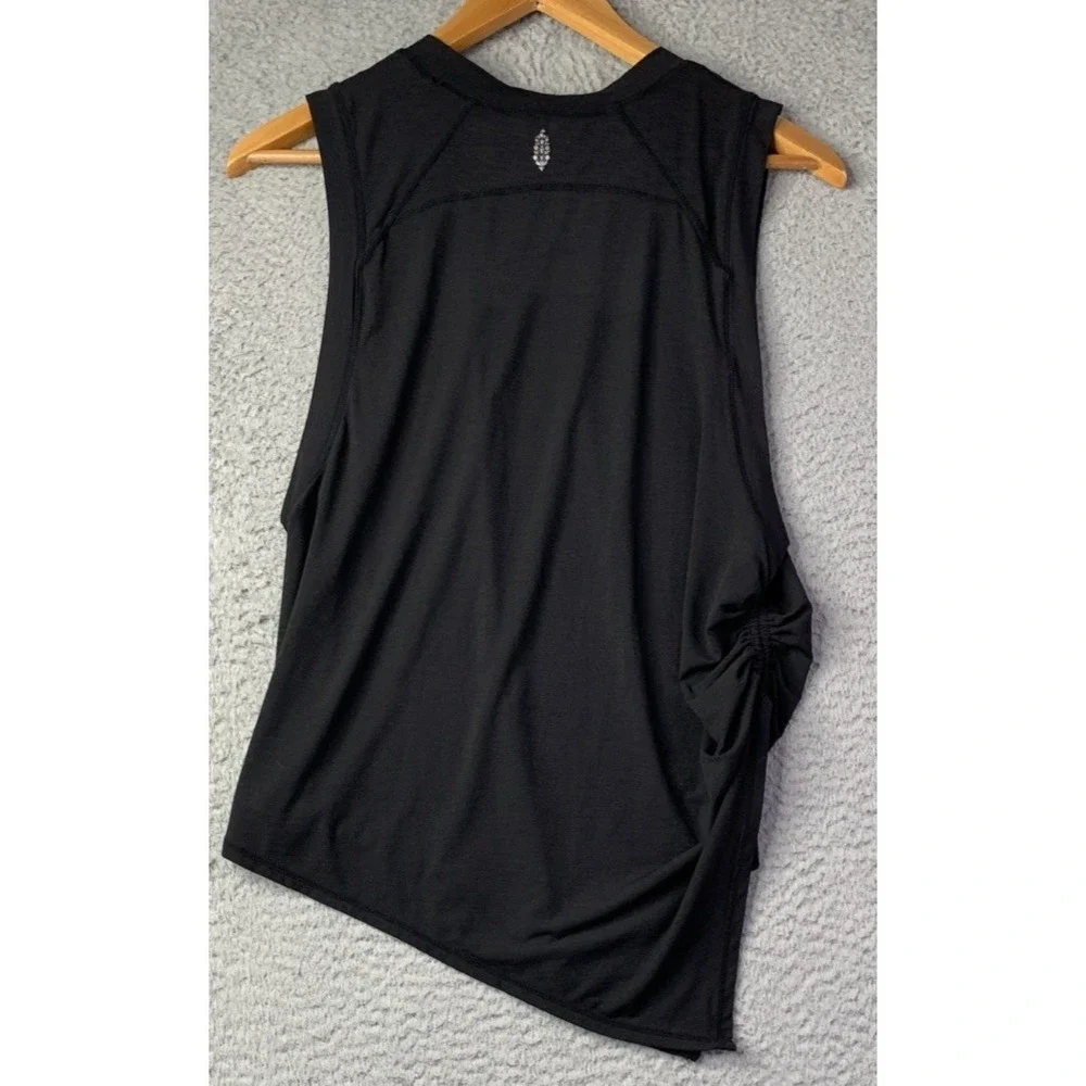 Free People Movement Tank Top Womens S/P Black Open On Sides Tie On One Side